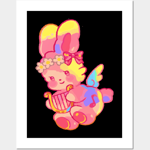 cute little bunny music angel cute baby bunny Wall Art by lazykitty